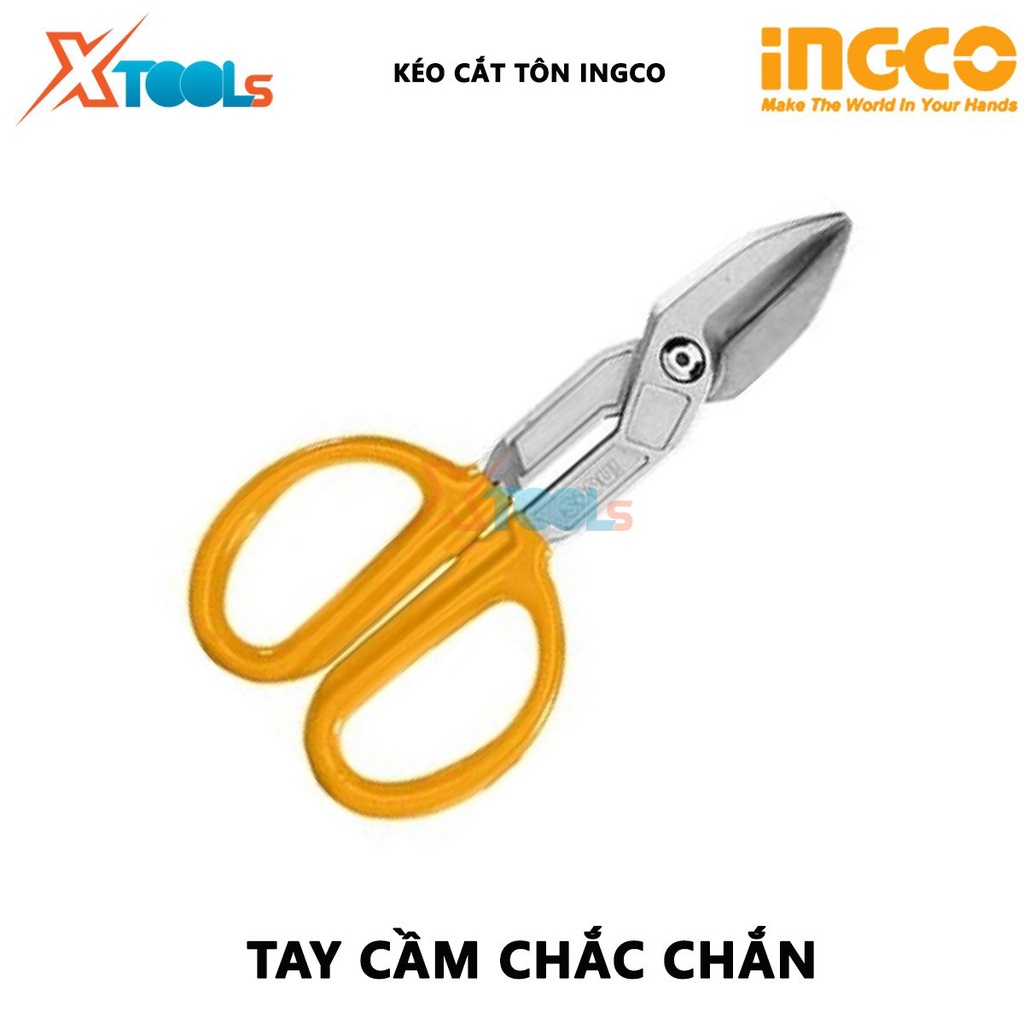 Kéo cắt tôn nhỏ INGCO | kéo cắt thép đa năng Size:10-12&quot; Chất liệu: thép không gỉ dùng để cắt tôn, cắt nhựa, cao su hoặc