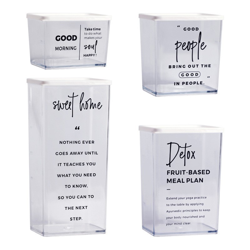 Hộp nhựa đựng thực phẩm khô có nắp đậy phong cách Bắc Âu tùy chọn kích thước