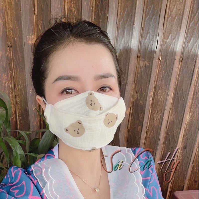 Khẩu Trang Vải Linen 3D Cotton 3 Lớp cho mẹ