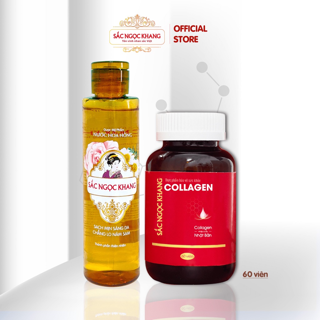 Combo COLLAGEN Sắc Ngọc Khang thế hệ mới (100% Collagen Nhật) + Nước Hoa Hồng Sắc Ngọc Khang 145ml