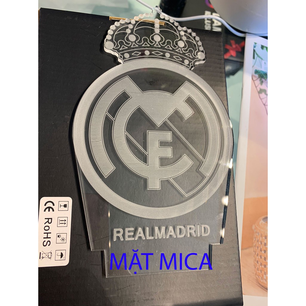 Đèn Ngủ Led 3D Logo CLB Bóng đá Real Madrid | 16 Màu + Remote | Đèn Led 3D Real Madrid trang trí phòng ngủ