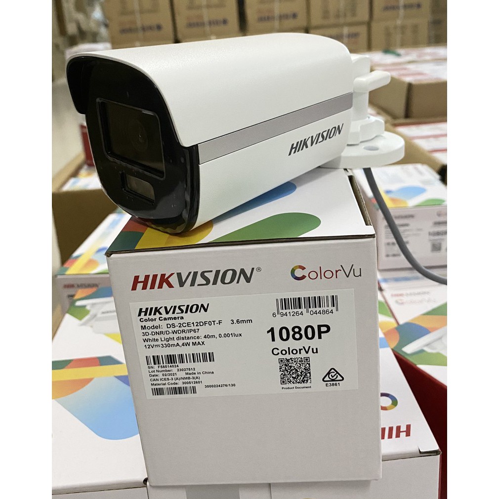 Camera analog TVI colorVu, có màu ban đêm 2 MP HIKVISION DS-2CE12DF0T-F (chính hãng Hikvision Việt Nam)