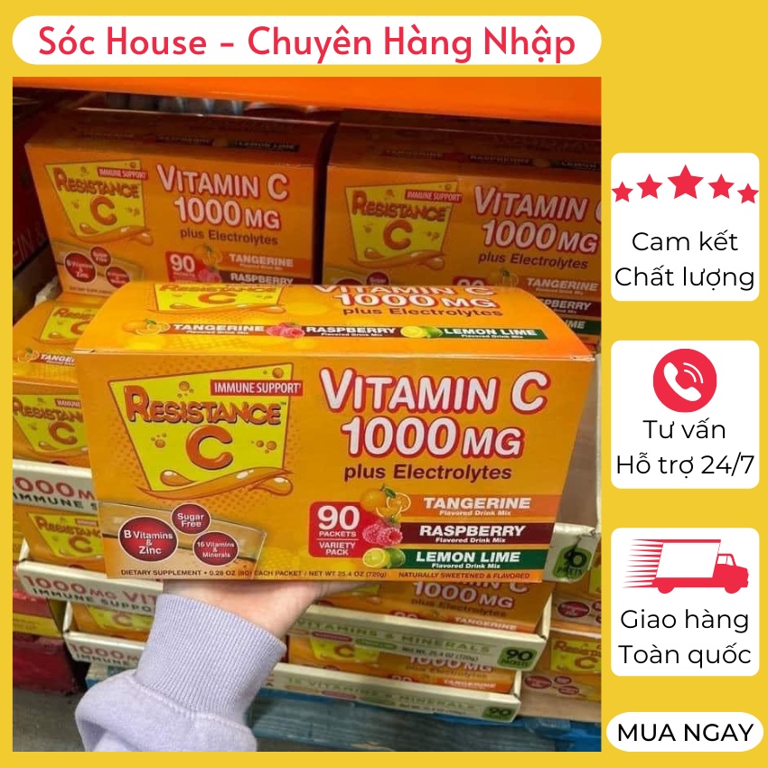 Bột sủi Emergen-C 1000mg Vitamin C⚡ CAM KẾT CHÍNH HÃNG ⚡ Bột trái cây hòa tan bổ sung Vitamin tăng cường sức đề kháng