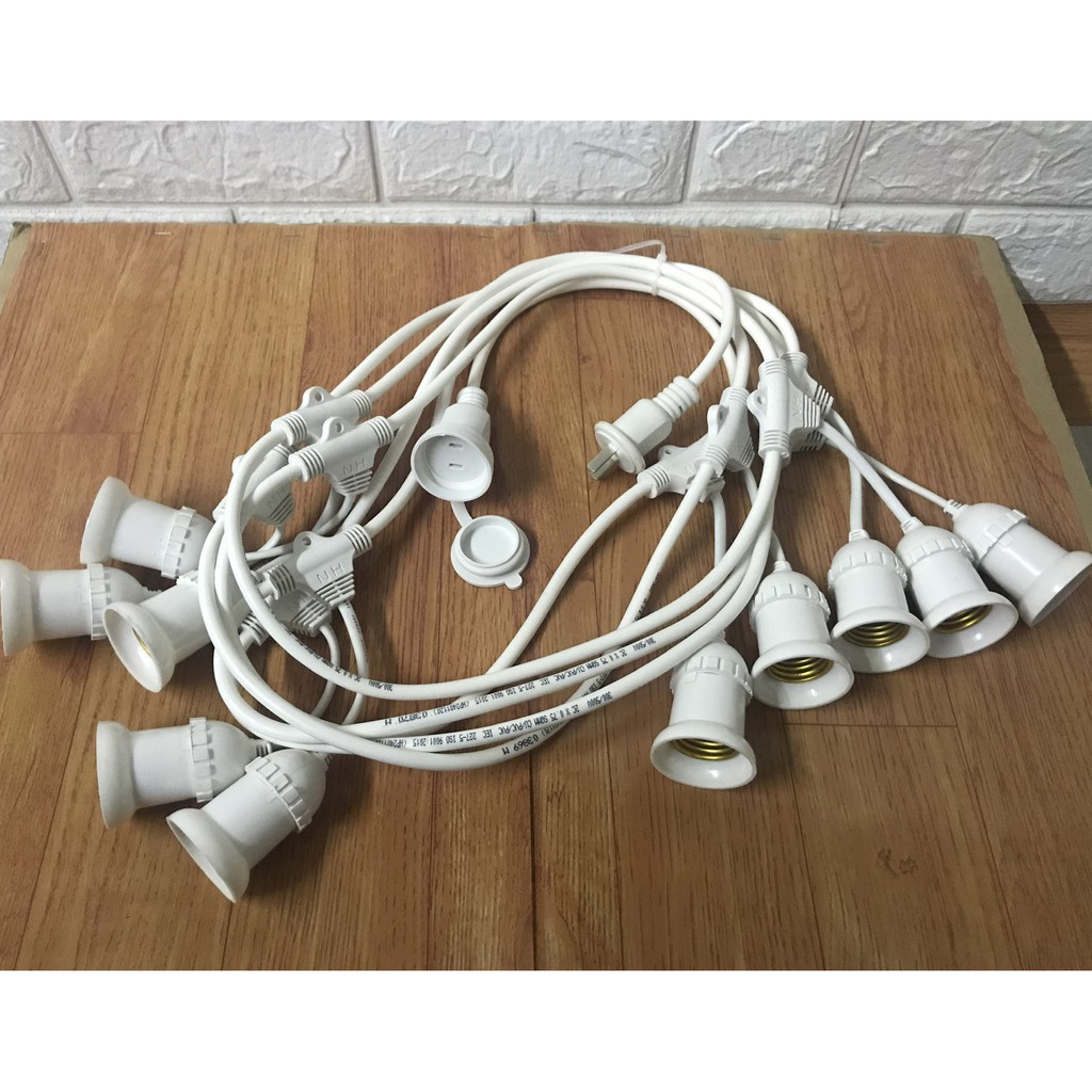 Dây đui đèn treo trang trí ngoài trời chống chịu nước 5m 10 đuôi 10m 20 đui E27 lựa chọn LH-xmx | BigBuy360 - bigbuy360.vn
