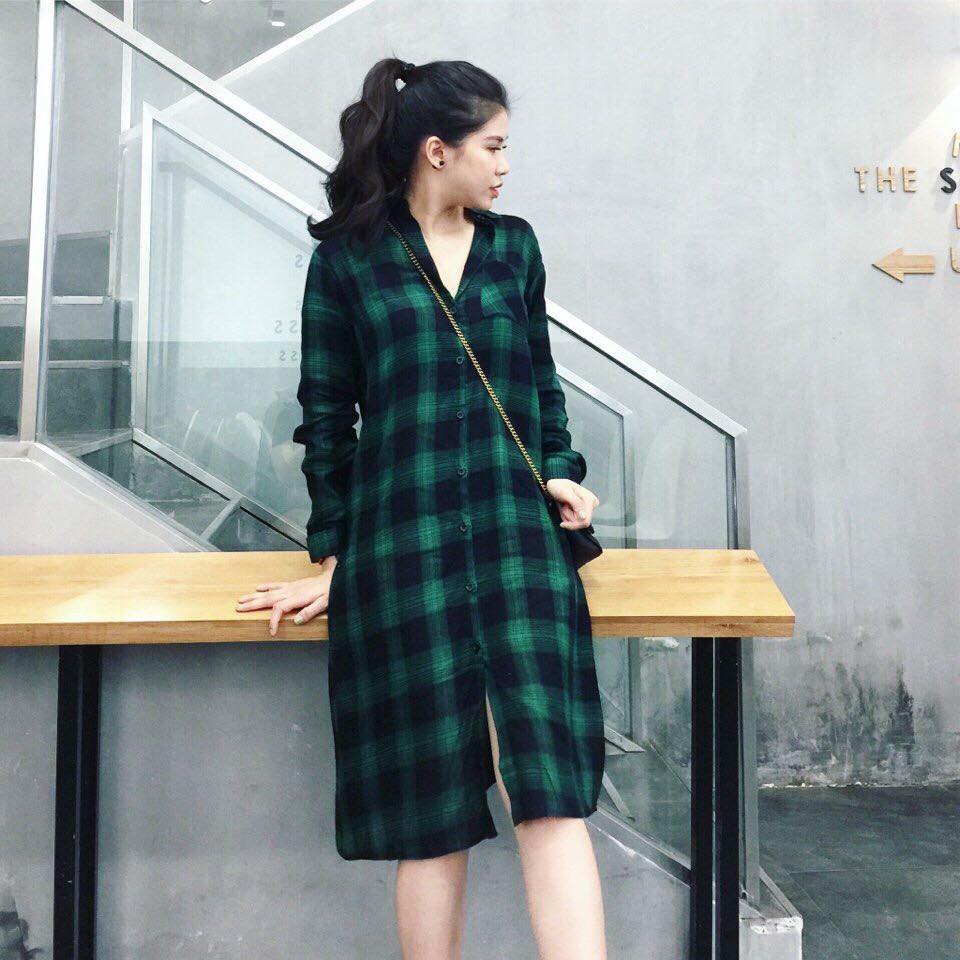 Đầm xuông kẻ dáng dài bầu béo bon chen thoải mái nhé! | BigBuy360 - bigbuy360.vn