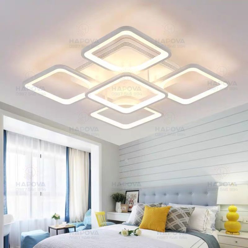 Đèn ốp trần 5 Cánh Vuông HAPOVA ERIC 101 + Tặng kèm điều khiển