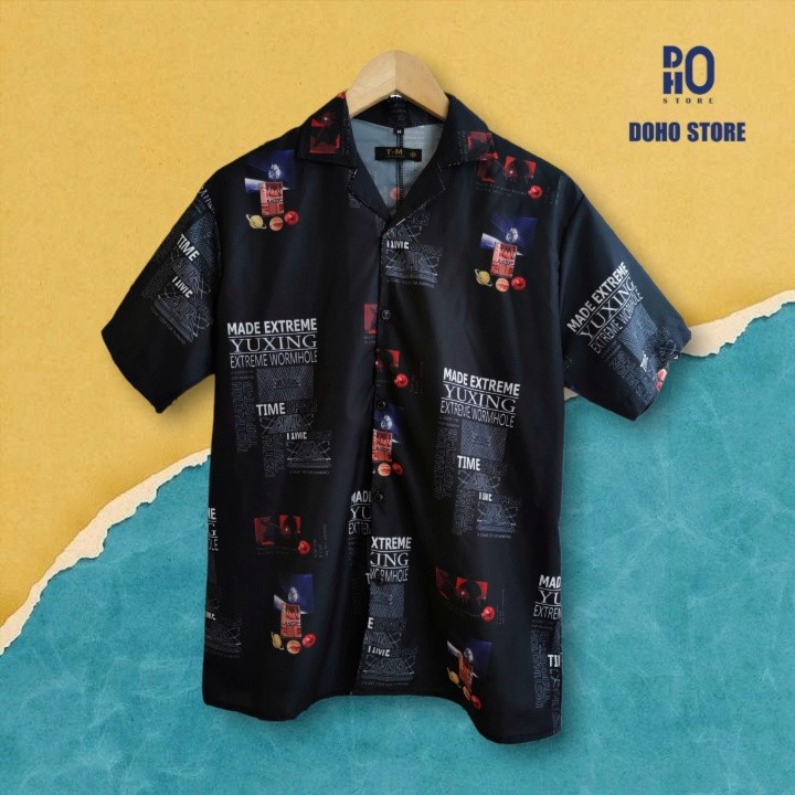 Áo sơ mi nam tay ngắn họa tiết DoHo, chất liệu lụa thoáng mát, thấm hút mồ hôi | BigBuy360 - bigbuy360.vn