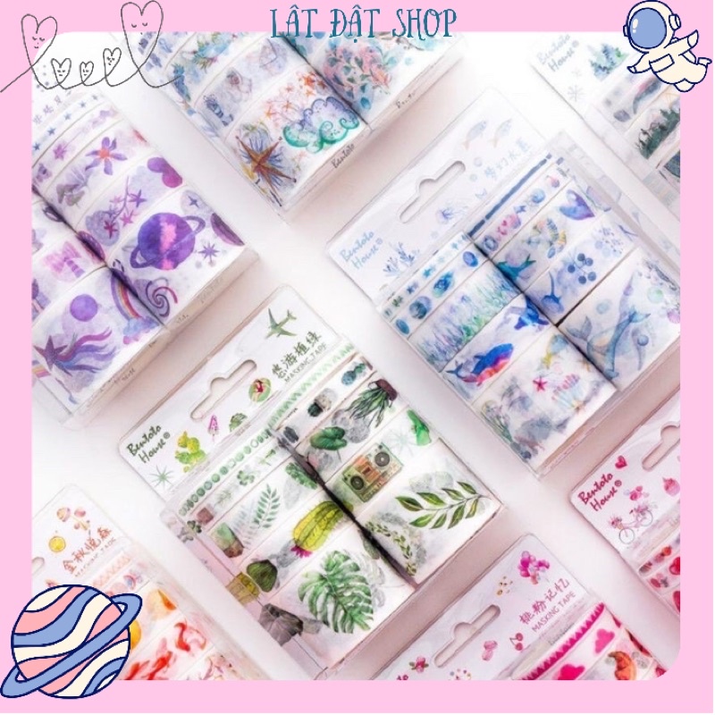 SET 10 washi tape - Hộp 10 cuộn băng dính trang trí sổ