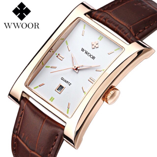 Đồng hồ WWOOR hang chinh hang dây da cho nam giới phong cách đẳng cấp