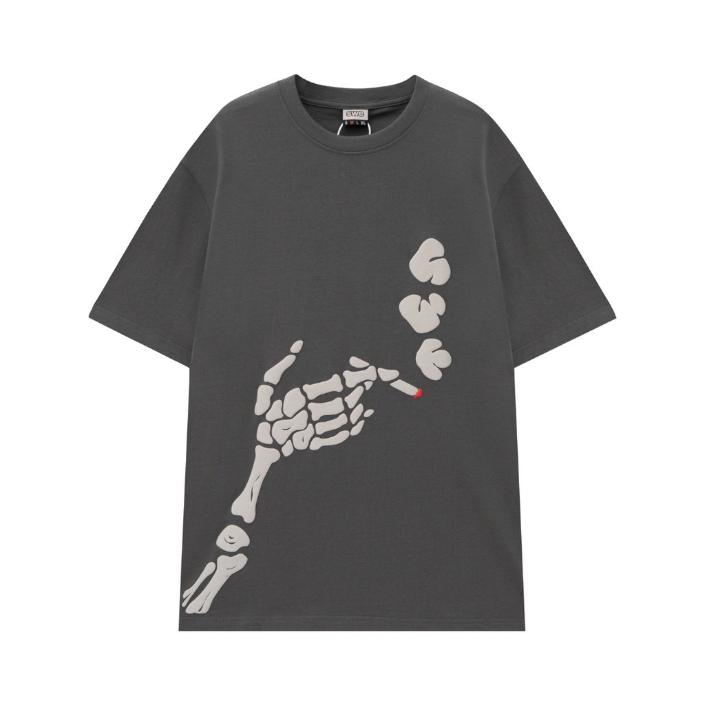 Áo Thun SMOKED Form Rộng Tay Lỡ Chất Liệu Cotton, Áo Phông Unisex Nam Nữ