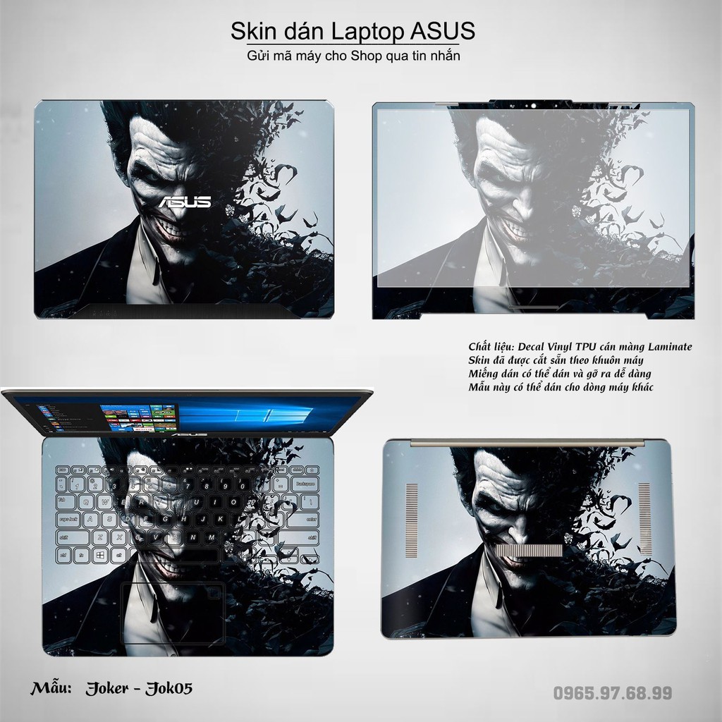 Skin dán Laptop Asus in hình Joker (inbox mã máy cho Shop)