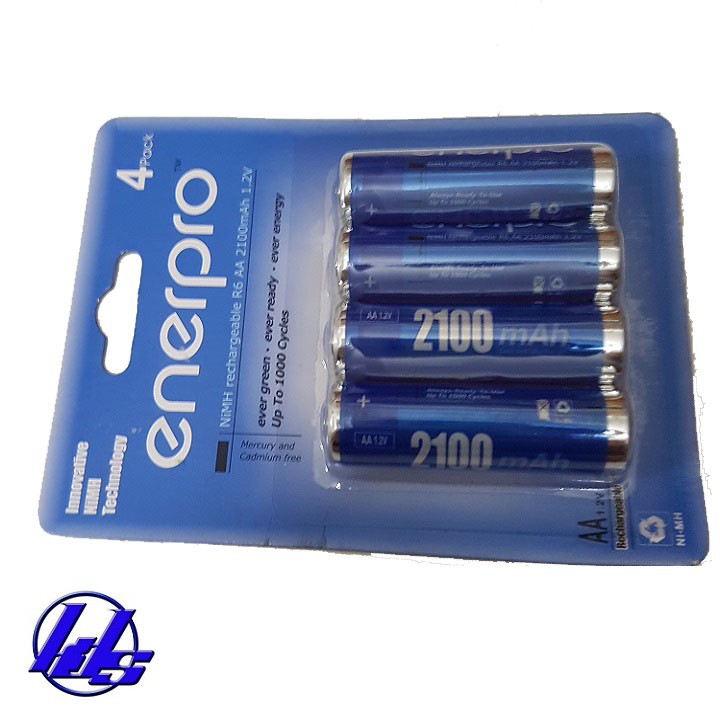 Pin sạc AA EnerPro NiMh Rechargeable R6 2100mAh - Vỉ 4 viên