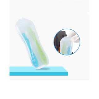 Bộ 2 thìa silicon cho bé có hộp đựng sạch sẽ