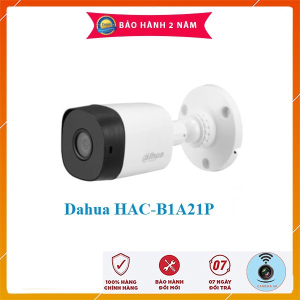 Camera Dahua DH HAC B1A21P 2m 1080p - Thân Trụ Ngoài Trờ [Chính hãng Dahua DSS - Bảo Hành 24Th]