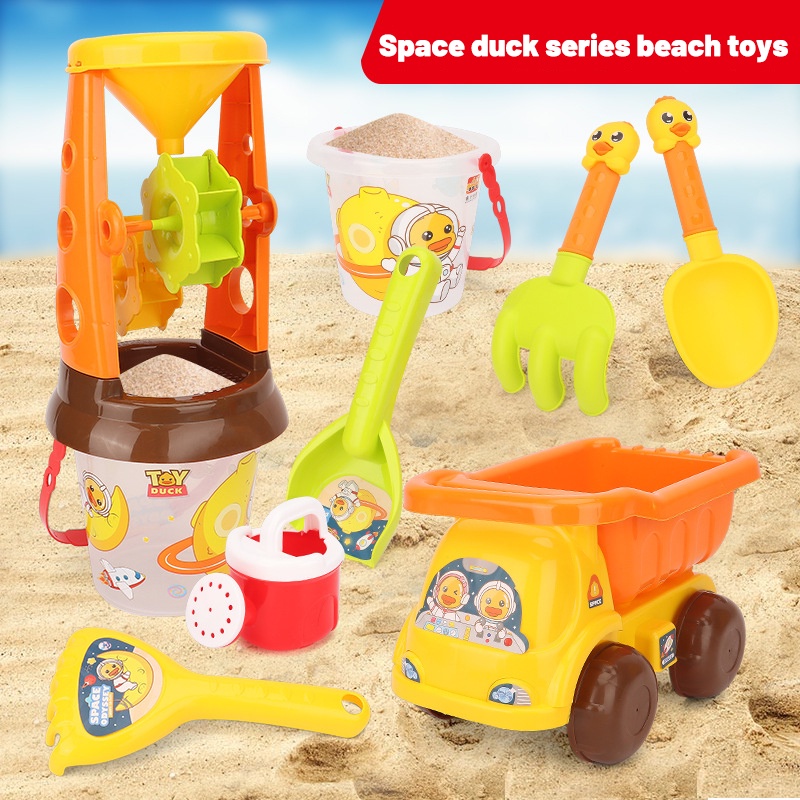 ZHAN QI TOYS Bộ đồ chơi bãi biển gồm xe và dụng cụ xúc cát dành cho trẻ em