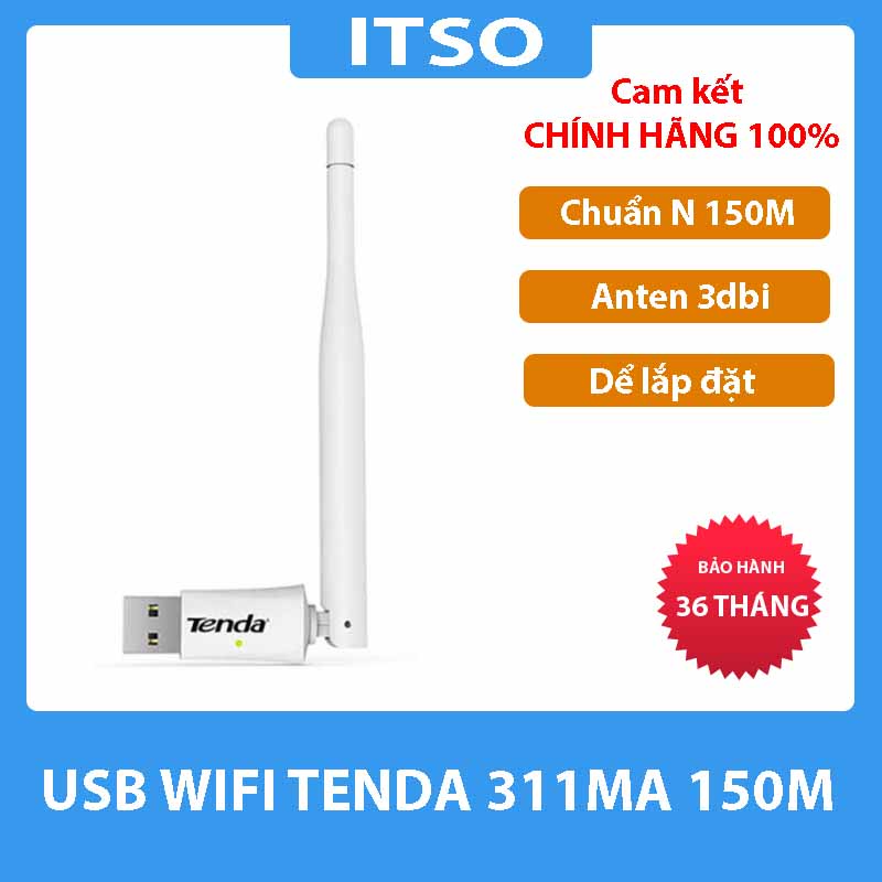 USB WIFI Tenda W311MA chuẩn N tốc độ 150M – Hàng chính hãng BH 36 tháng