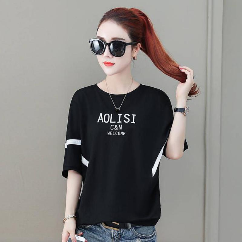 【Available COD】 - -Short sleeved T-shirt Women 2020 summer wear new Korean version casual plus-size bat-sleeved blouse loose embroidered T-shirt for women TT