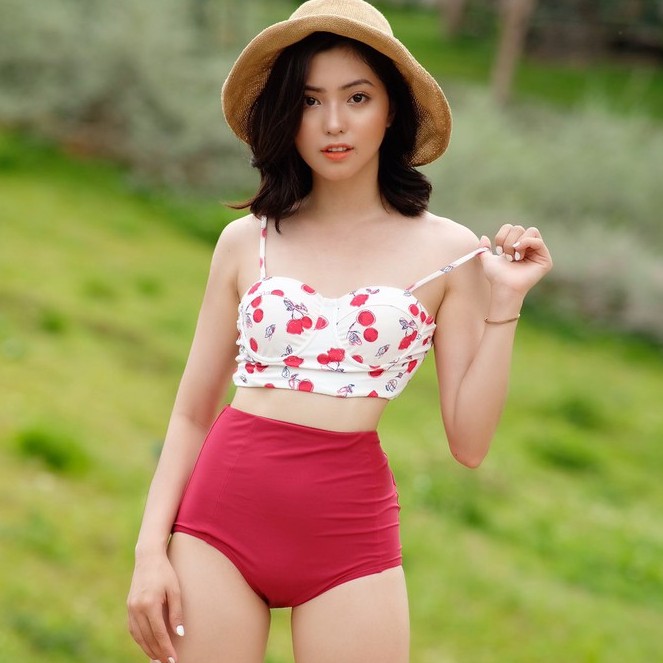 Bộ bikini họa tiết cherry xinh xắn, thiết kế nâng ngực VIBES Bikini Cherry Reddie Set