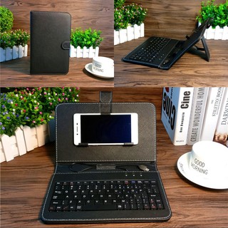 (ĐEN-RẺ VÔ ĐỊCH) Bao Da Nắp Gập Kiêm Bàn Phím 7 Inch Cho Android dùng cho điện thoại / máy tính bảng từ 7 inch đổ xuống