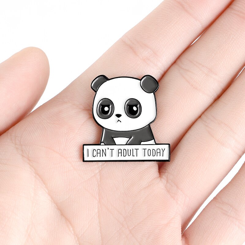 Ghim cài áo hình gấu trúc dễ thương bằng kim loại