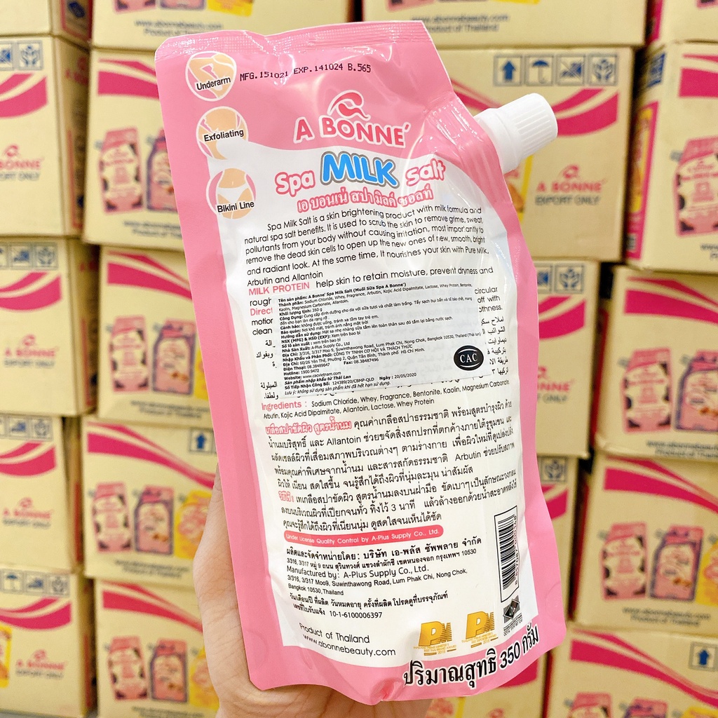 Muối Tắm Sữa Bò Tẩy Tế Bào Chết A Bonne Spa Milk Salt Thái Lan Toàn Thân 350gr Có Vòi