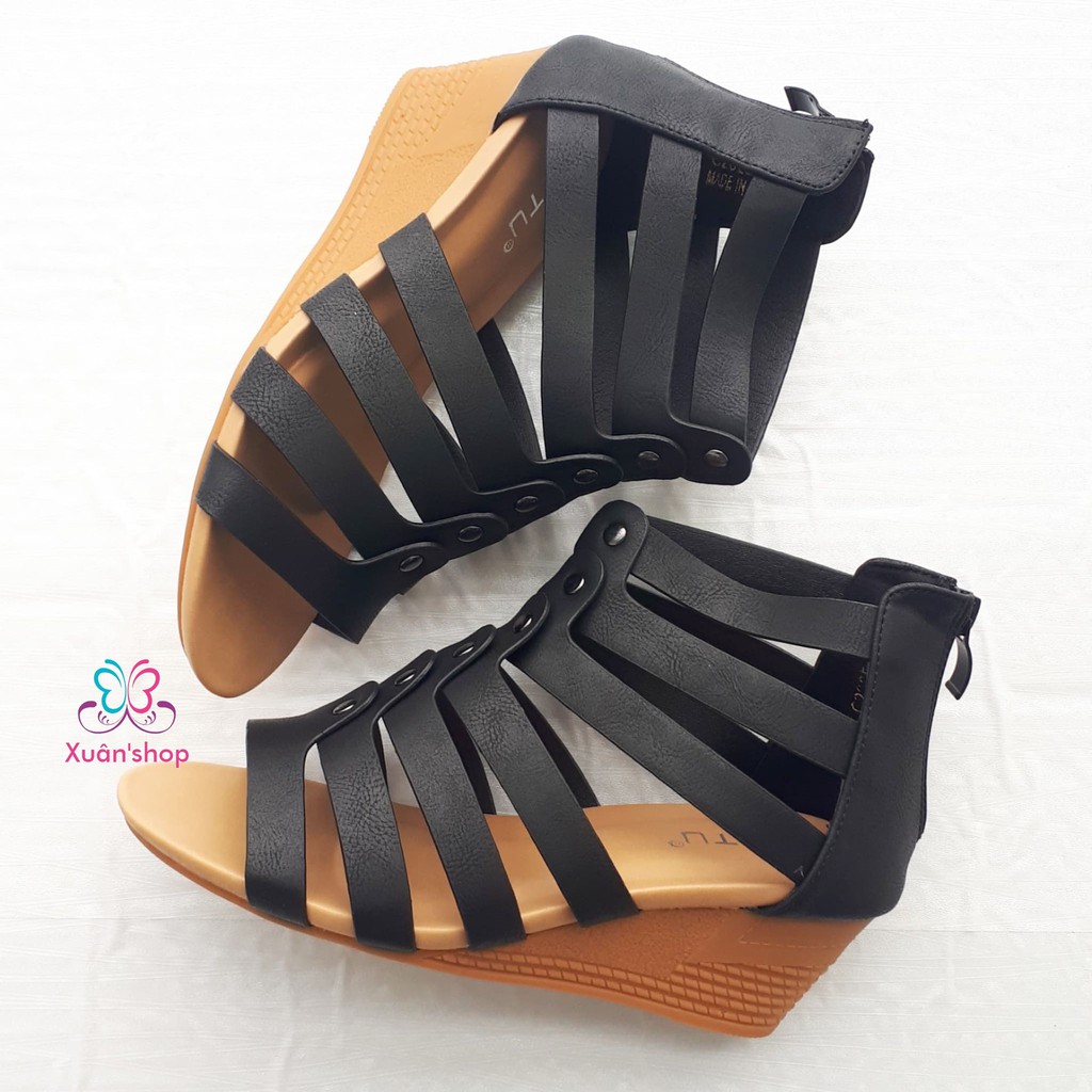 Sandal đế xuồng hãng SIKETU da mềm, đế 5cm (có sẵn)