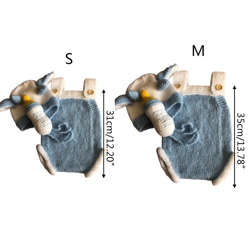 Bộ 3 Món Gồm Áo Liền Quần Dệt Kim Không Tay Cài Nút + Nón + Bình Sữa Ox Hoạt Hình Cho Trẻ Sơ Sinh