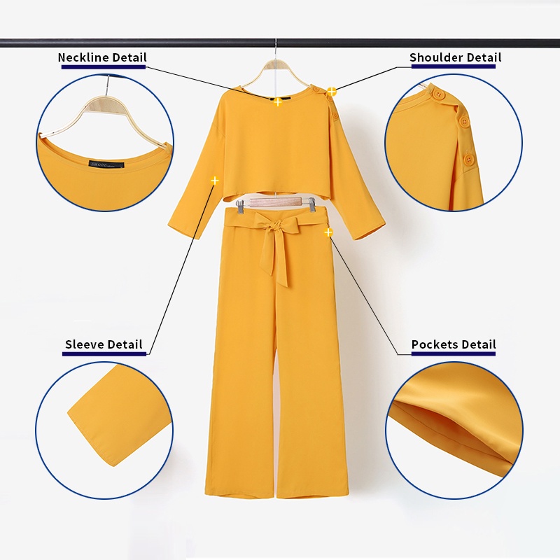 Set quần áo ZANZEA gồm áo dài tay + quần dài phong cách vintage thời trang quyến rũ cho nữ