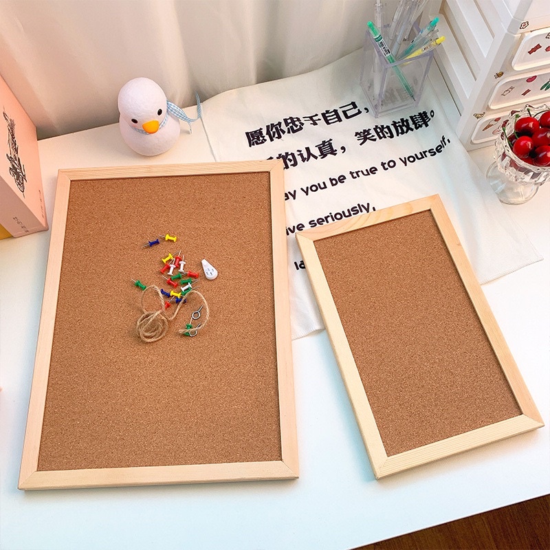 Bảng ghim gỗ bần ghim ghi chú, postcard decor bàn học (Tặng sticker và ghim)