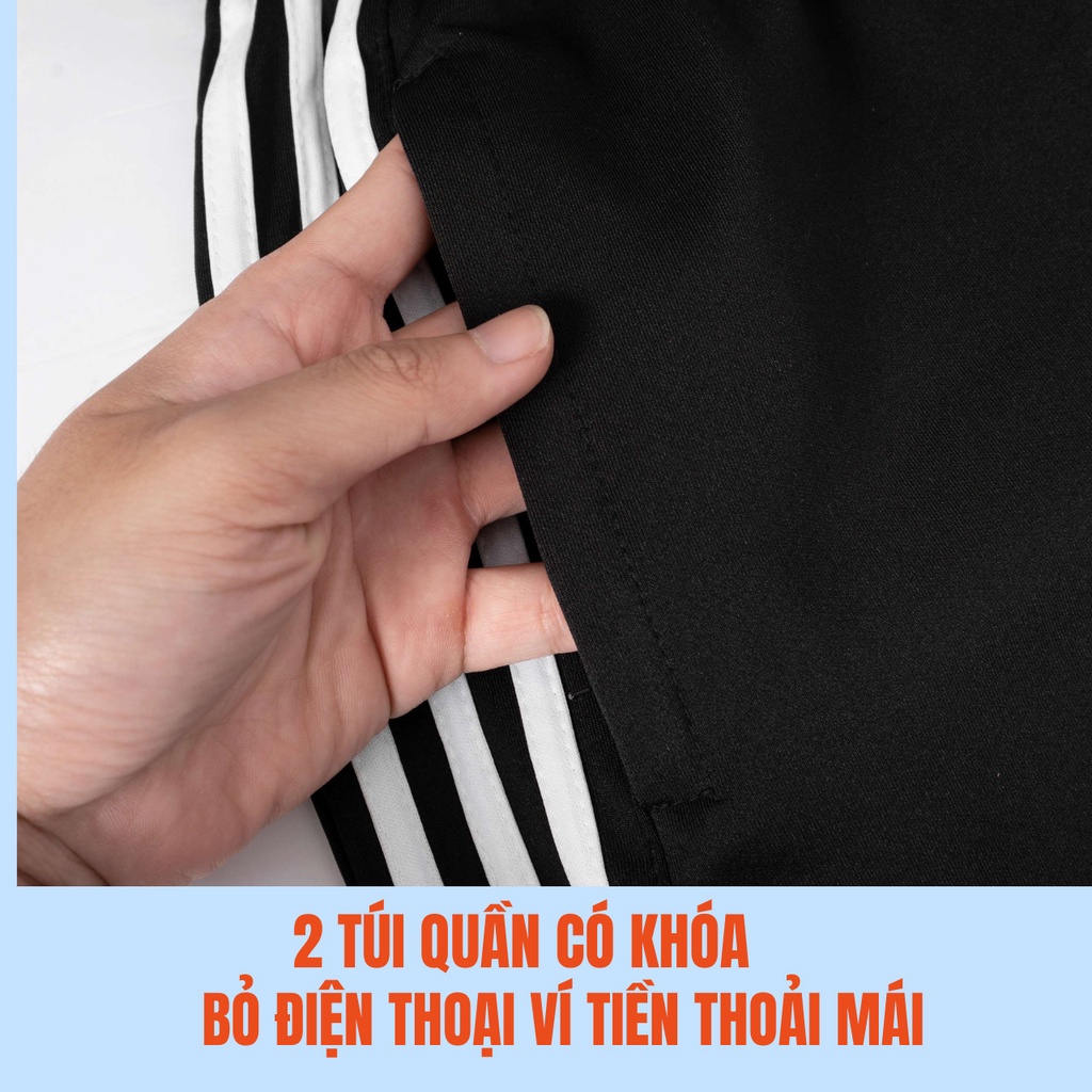 Quần đùi nam,quần short nam thể thao 3 sọc vải thun co dãn