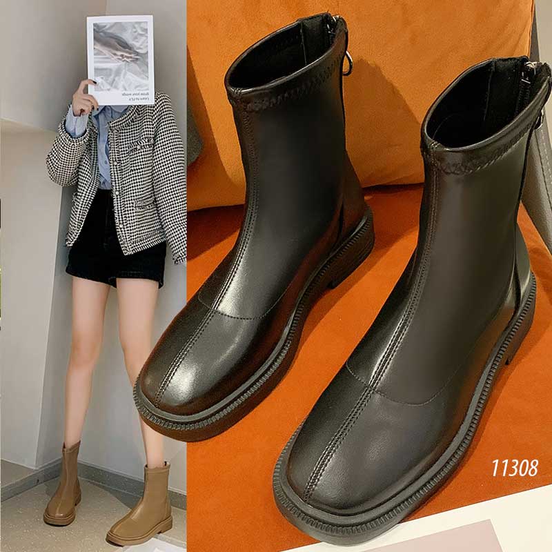 Giày boots da cổ cao nữ 11308