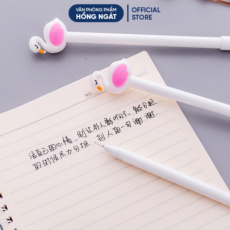 Bút bi cute thiên nga, bút bi nước mực gel đen ngòi 0.5mm nhiều màu dễ thương đồ dùng học tập văn phòng phẩm B19
