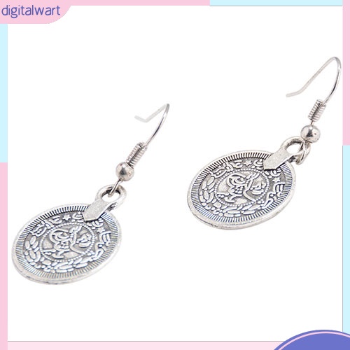 Cặp khuyên tai thiết kế mặt đồng xu cổ điển cá tính sang trọng dành cho nữ