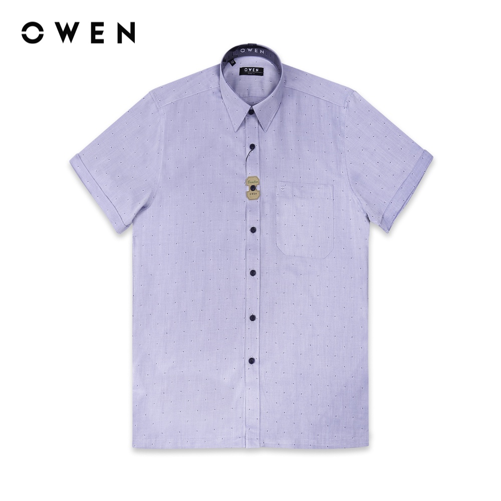 OWEN - Áo sơ mi ngắn tay Body Fit Navy Kẻ nhuyễn Bamboo - BA220783NT