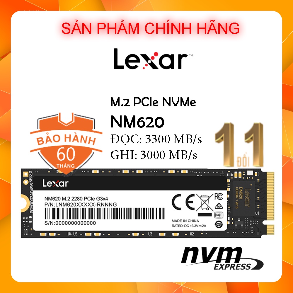 Ổ cứng SSD Lexar NM620 256G 512G - M2 2280 PCIe NVMe - Model mới 2021