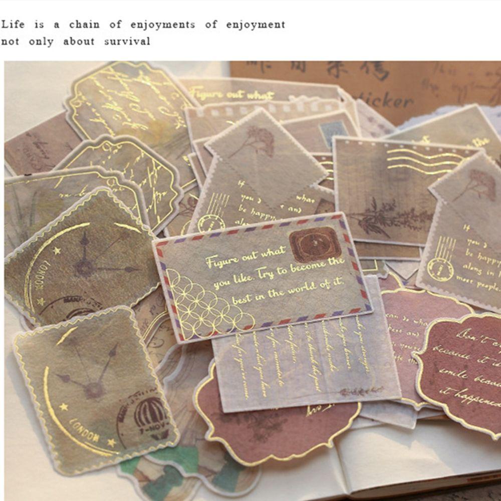 Set 40 Sticker Dán Trang Trí Sổ Tay DIY Hình Làng Quê Phong Cách Vintage