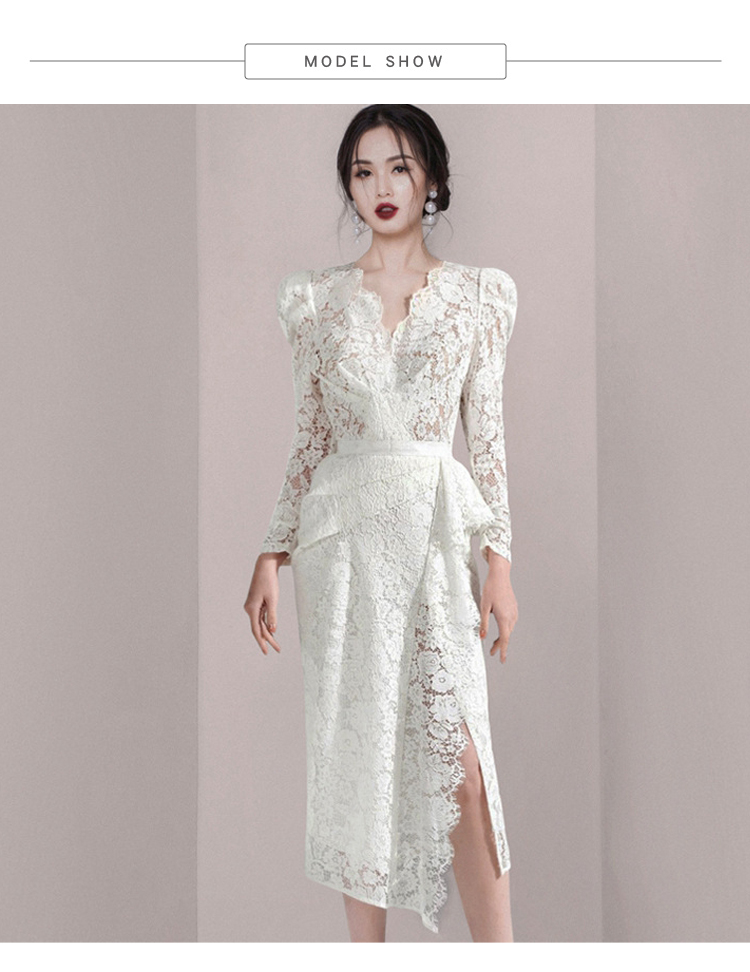 Đầm Tay Phồng Phối Ren Phong Cách Hàn Quốc Dành Cho Nữ