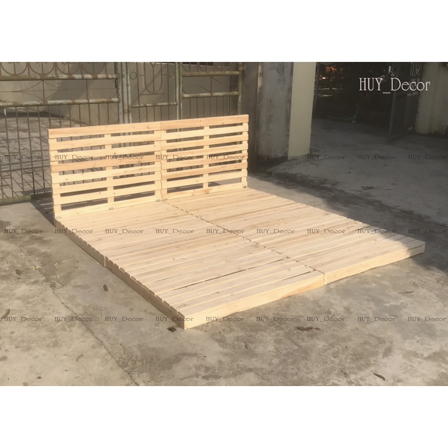 giường pallet gỗ thông cao từ 8.5 đến 10cm/ Huy decor