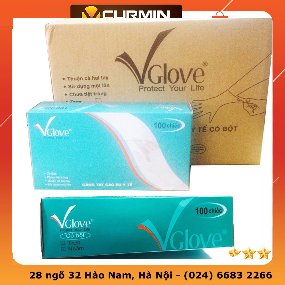 Găng Tay Cao Su Y Tế Có Bột - Không Bột Vglove Hộp 100 Chiếc