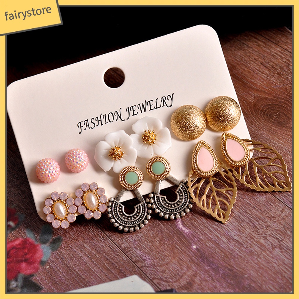 Set 6 Đôi Khuyên Tai Phong Cách Bohemian Cổ Điển Thanh Lịch Dành Cho Nữ