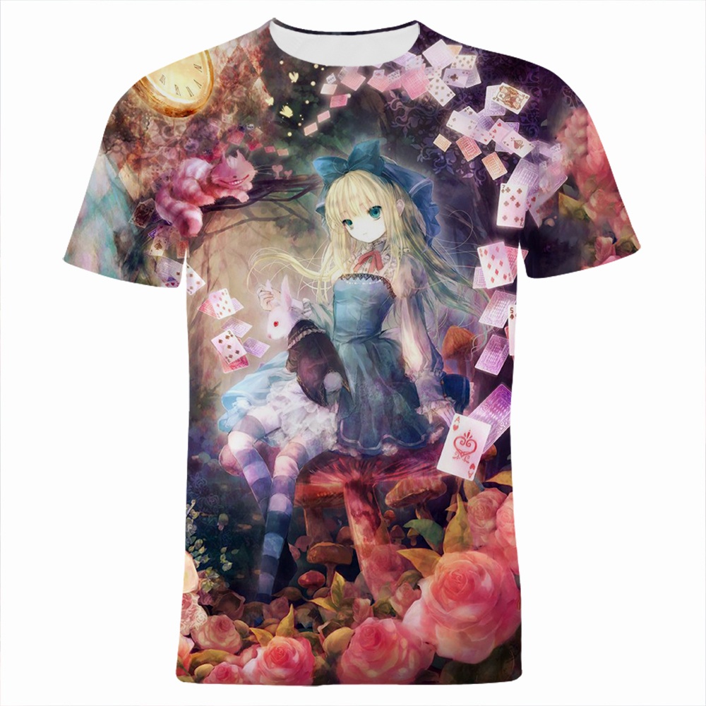 Áo Thun Tay Ngắn in Hình Alice in Wonderland 2023 Thời Trang Mùa Hè 2023