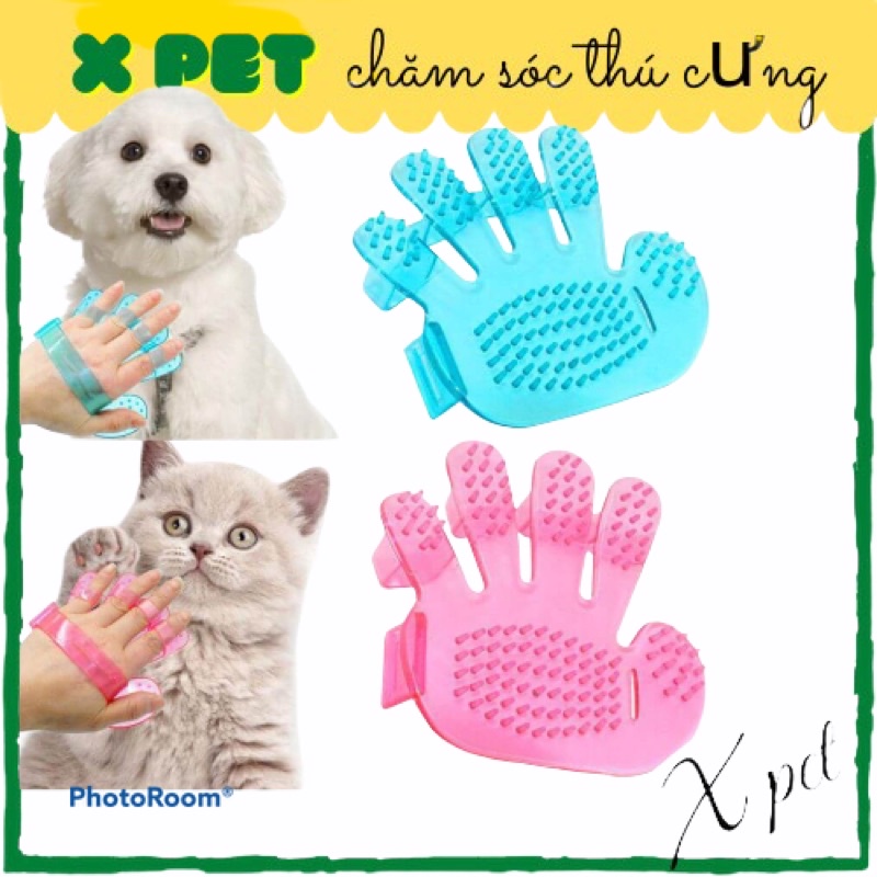 Bàn chải tắm chó mèo XPET chải tắm nhựa mềm cho thú cưng, găng tay đeo ngón tắm rửa, kì cọ thú cưng