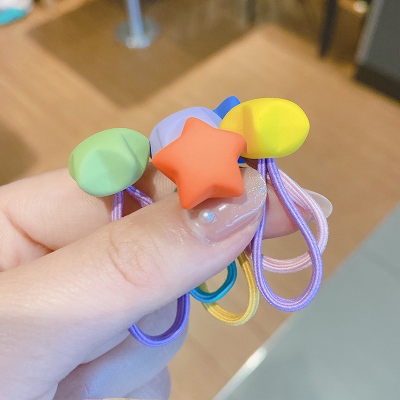 Bộ 10 Dây Cột Tóc Nhiều Màu Sắc Họa Tiết Hoạt Hình Dễ Thương Cho Bé Gái