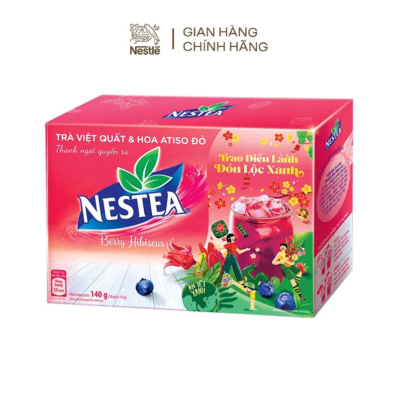 Thực phẩm bổ sung trà việt quất và hoa atiso đỏ Nestea (Hộp 10 gói x 12g)