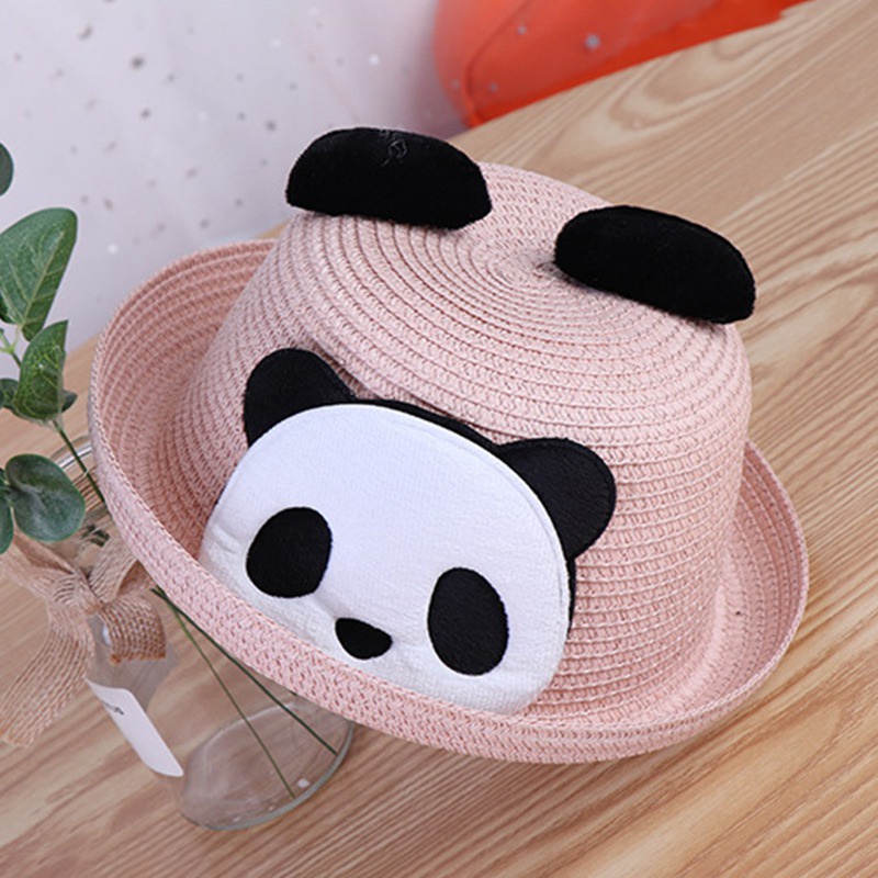 Mũ Cói Chống Nắng Họa Tiết Gấu Hoạt Hình Thời Trang Mùa Hè Cho Bé