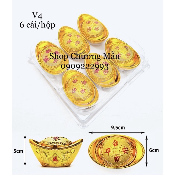 1 Hộp Thỏi Vàng Bông Mai Xi Mạ Vàng 6 Size Làm Cây Tài Lộc