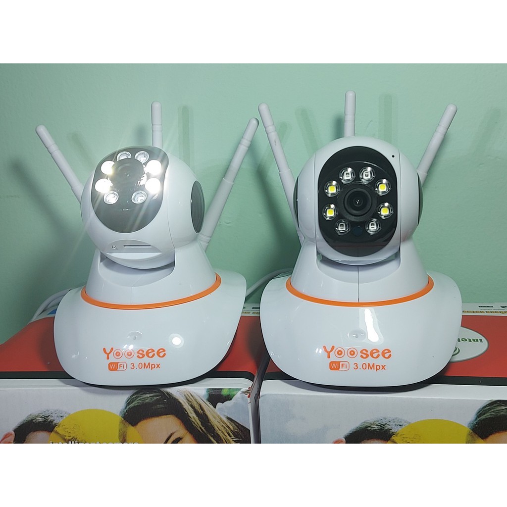 YOOSEE 3 Râu 3.0Mpx, 1080P Camera IP WIFI  - Mẫu 2021 màu cam, quay đêm,(Có cổng lan), (Nguồn 5V chân dẹp) 2 dòng led