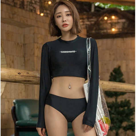 [Có sẵn] Đồ Bơi Nữ Dài Tay - Nữ Đen Váy Phối Quần Dài | BigBuy360 - bigbuy360.vn