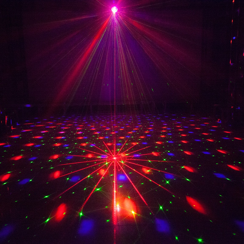 Đèn Laser Phòng Bay, Đèn Bay Phòng Theo Nhạc 2 Trong 1 Tích Hợp Đèn Led 7 Màu Dùng Cho Phòng Karaoke Sân Khấu