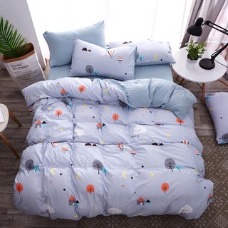 Bộ chăn ga gối cotton đũi mây tím